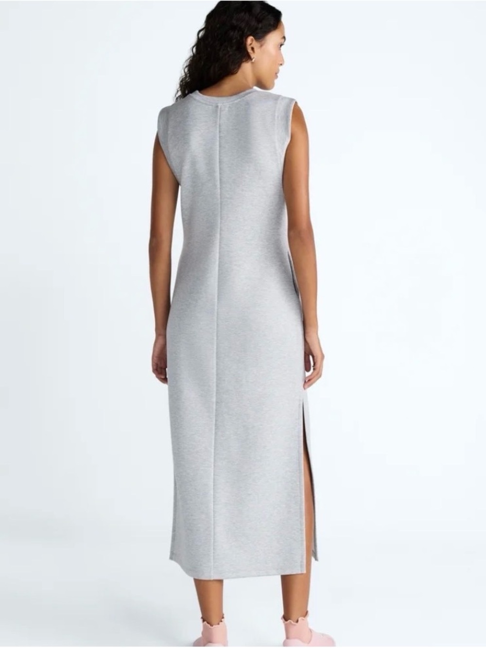 Scoop women’s scuba knit Sleeveless Light Gray Side-Slit Maxi Dress size Small - Picture 2 of 3